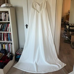 Custom Minimal Midi Wedding Dress With Removable Train